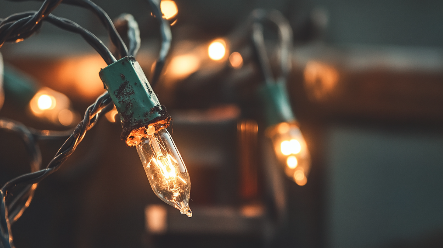 Frayed Corroded Christmas Light Strand