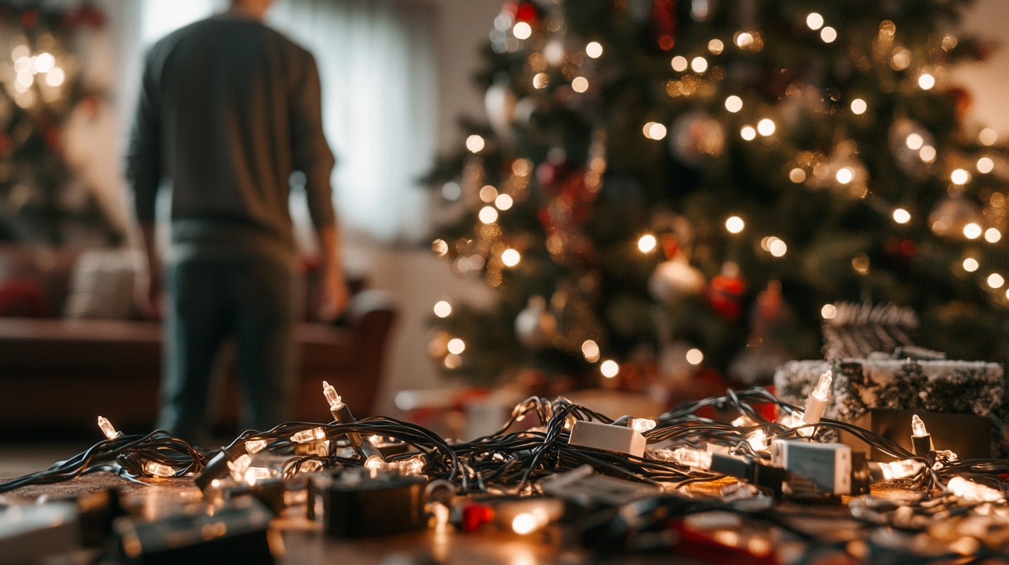 Sad Home Owner Tangled Christmas Lights